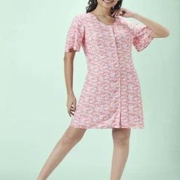 Honey by Pantaloons Pink Printed A-Line Dress-image-52