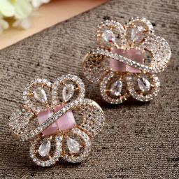 Karatcart Rose-Gold Tone Stud Earrings for Women-43