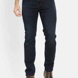 Octave Navy Regular Fit Lightly Washed Jeans-image-12