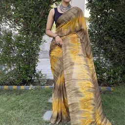 DIVASTRI Tie and Dye Pure Chiffon Ready to Wear Saree-image-3