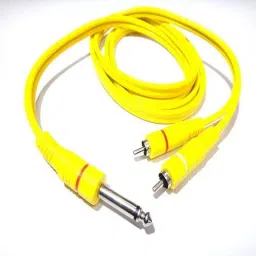 Techut 1.86 Meter TV-Out Cable 6.35mm Mono Male To 2 x RCA Male Stereo Audio Y Splitter Cable for Home Theater Yellow-29