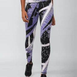 Reebok Purple Cotton Printed Sports Leggings-image-0