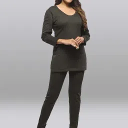 LUX Inferno Black Plain Top Leggings Set-image-82