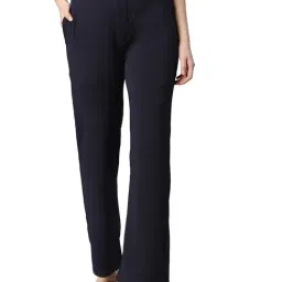 Smarty Pants Navy Cotton Lycra Regular Fit Mid Rise Trousers-image-93