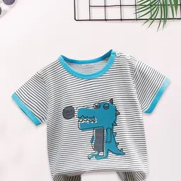 FOREVER FRIDAY Boys Striped Round Neck Cotton T-shirt-10
