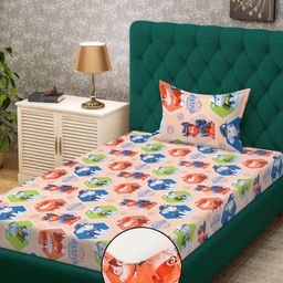 Myntra Elegant Homes Orange 400 TC Pure Cotton Fitted Single Bedsheet Set 2.25 m x 1.5 m-picture-41