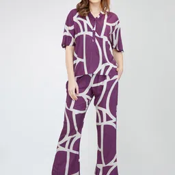 Moda Rapido Printed Mandarin Collar Top With Trousers Co-Ords-image-44