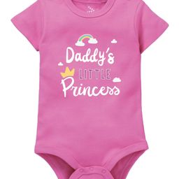 Zeezeezoo Half Sleeves Fathers Day Theme Daddy's Princess Printed Onesie - Pink-image-64