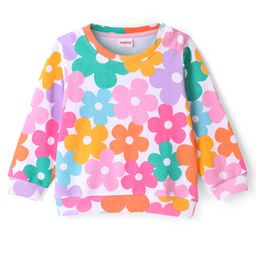 Babyhug 100% Cotton Full Sleeves Sweatshirt With All Over Floral Print - White-image-67