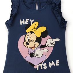 Babyhug Disney Cotton Sleeveless Top With Frills Detailing & Minnie Mouse Graphics - Navy Blue-image-94