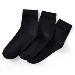 Pine Kids Knit Antimicrobial Ankle Length Solid Colour Socks Pack of 3 - Black-image-15