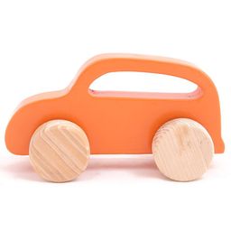 Wooden Push Toy Orange Car Fun Play - Orange-16