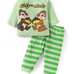Babyhug Disney Single Jersey Knit Full Sleeves Night Suit With Chip N Dale Graphics - Light Green-image-73