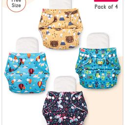 Babyhug Multiprint Reusable Cloth Diapers Pack of 4 - Multicolor-5