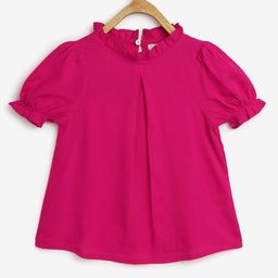 Chuppan Chupai Rayon Half Sleeves Solid Top - Fuchsia-image-77
