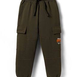Pine Kids Cotton Knit Full Length Lounge Pant With Skating Print & Cargo Pockets - Olive Green-image-32