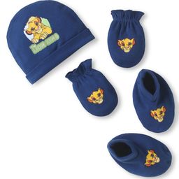 Babyhug Disney Interlock Knit Caps Mittens & Booties with Simba Graphics - Navy Blue-picture-9