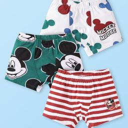 Babyhug Disney Single Jersey Knit Trunks with Mickey Mouse Graphics & Stripes Pack of 3 - White Green & Red-image-85