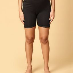 The Mom Store Cotton Solid High Waist Maternity Shorts - Black-image-69