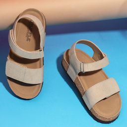 TRUFFLE COLLECTION Solid Sandals With Double Velcro Closure - Brown-image-57