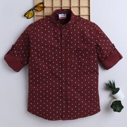 BAATCHEET Cotton Woven Full Sleeves Abstract Printed Shirt - Maroon-image-60