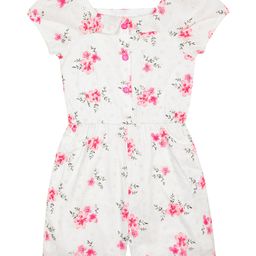 Budding Bees Cotton Woven Half Puffed Sleeves Floral Printed Schiffli Embroidered Jumpsuit - White-picture-47