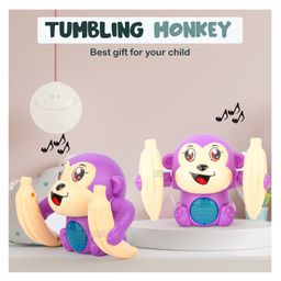Fiddlerz Battery Operated Tumbling Monkey Electric Musical Toy With Voice Control Sensor Light Music And Banana Rotating Arm Sound (Color May Vary) image 2