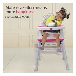 luv lap LuvLap Baby High Chair with Wheels Booster Seat | 3 Height Levels | Cushioned & Portable - White & Pink image 2