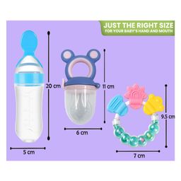 Joy Buzz Silicone Food Feeder Nibbler & Rattle Teether Combo - Multicolor image 3
