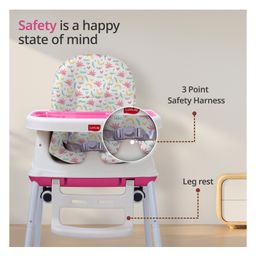 luv lap LuvLap Baby High Chair with Wheels Booster Seat | 3 Height Levels | Cushioned & Portable - White & Pink image 3