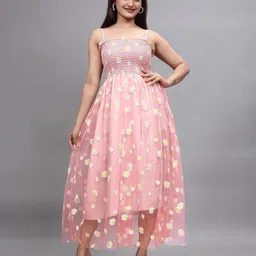 CORSICA Women Floral Self Design Shoulder Straps Fit & Flare Cotton Dress-image-51