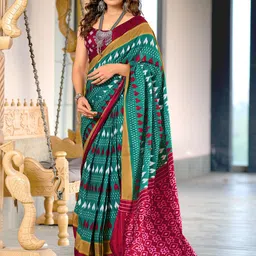 LeeliPeeri Designer Geometric Printed Ikat Saree-picture-48