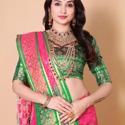 jayant creation Pink Silk Blend Patola Sarees-picture-14