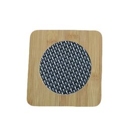 CRAYTON Set Of 6 Brown & Grey Mesh Patterned Square Bamboo Coasters image 5