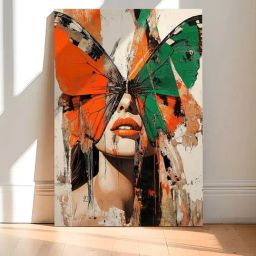 Art Street Multicolor Women Butterfly Stretched Canvas Painting-11