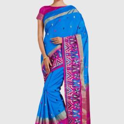 Mimosa Aqua Blue Embroidered Sarees With Blouse-image-94