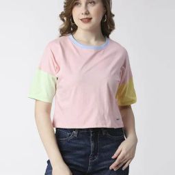 Pepe Jeans Pink Cotton Color-Block T-Shirt-picture-16
