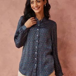 Fabindia Blue Printed Shirt-image-49