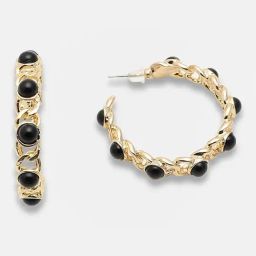 Sohi Gold Plated Party Designer Stone Hoop Earrings-18