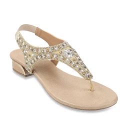 Mochi Women's Gold Sling Back Sandals-image-43