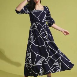 Globus Blue Printed Fit & Flare Dress-picture-20