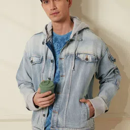 WROGN Men Washed Polycotton Denim Jacket with Embroidered-picture-15
