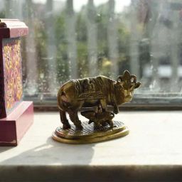 eCraftIndia Brass Holy Kamdhenu Cow and Calf Figurine-image-49