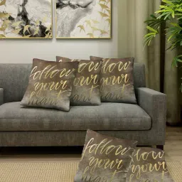 Klotthe Grey & Gold Velvet Cushion Covers - Set of 5-18