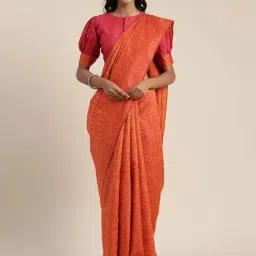 LADUSAA Yellow & Pink Woven Saree With Unstitched Blouse-picture-33