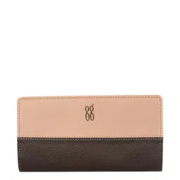 Baggit Lwxe Fleek Brown Color Block Bi-Fold Wallet for Women-image-0