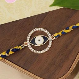 Pipa Bella Gold-Toned Studded Evil Eye Thread Rakhi with Roli & Chawal-image-14