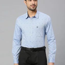 Thomas Scott Sky Blue Slim Fit Self Design Cotton Shirt-image-87