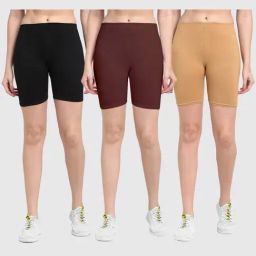 Gracit Black & Brown Cotton Sports Shorts - Pack Of 3-image-84