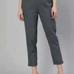 Jaipur Kurti Grey Straight Fit Pleated Pants-image-57